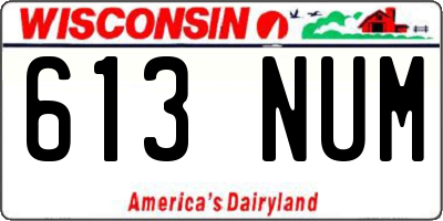 WI license plate 613NUM