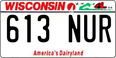 WI license plate 613NUR