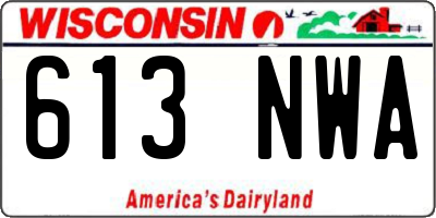 WI license plate 613NWA