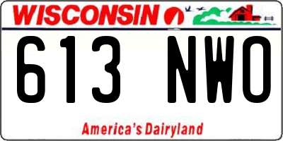 WI license plate 613NWO