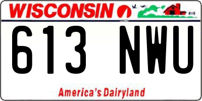 WI license plate 613NWU