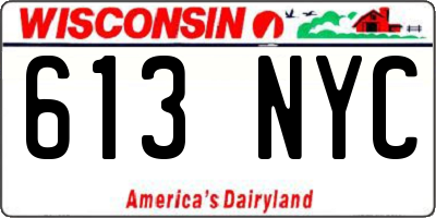 WI license plate 613NYC