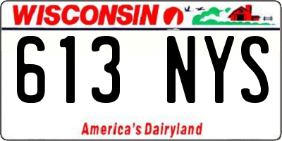 WI license plate 613NYS