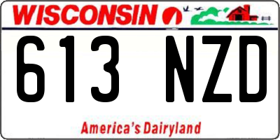 WI license plate 613NZD