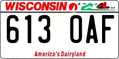 WI license plate 613OAF