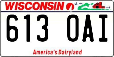 WI license plate 613OAI