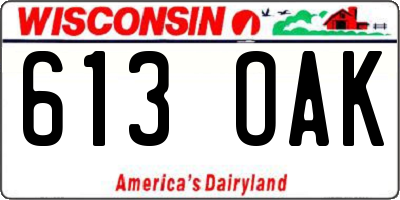 WI license plate 613OAK