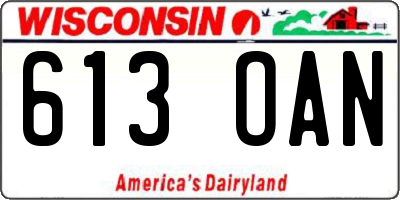 WI license plate 613OAN