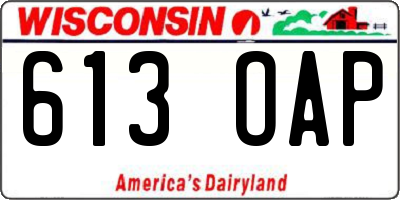 WI license plate 613OAP