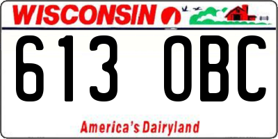 WI license plate 613OBC