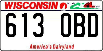 WI license plate 613OBD