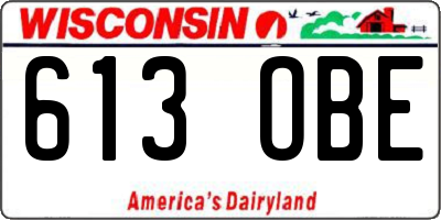 WI license plate 613OBE