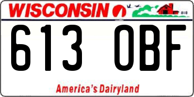 WI license plate 613OBF