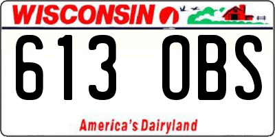WI license plate 613OBS