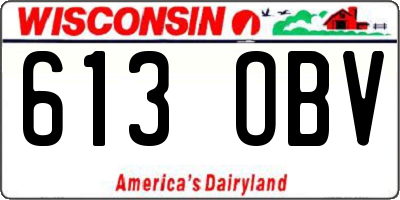 WI license plate 613OBV