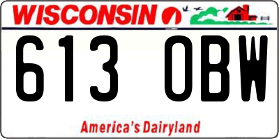 WI license plate 613OBW