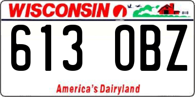 WI license plate 613OBZ
