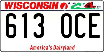 WI license plate 613OCE