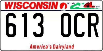 WI license plate 613OCR