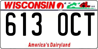WI license plate 613OCT