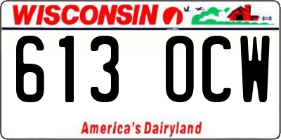WI license plate 613OCW