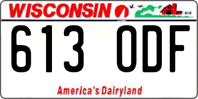 WI license plate 613ODF
