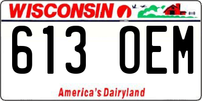 WI license plate 613OEM