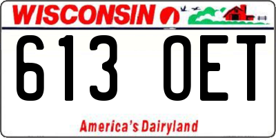 WI license plate 613OET
