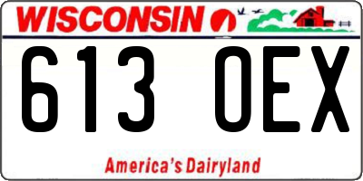 WI license plate 613OEX