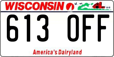 WI license plate 613OFF