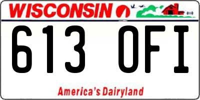 WI license plate 613OFI