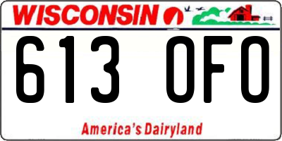 WI license plate 613OFO