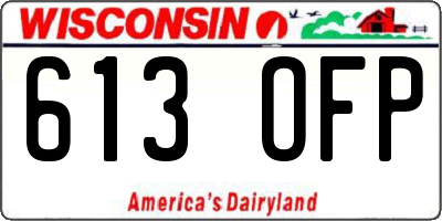 WI license plate 613OFP