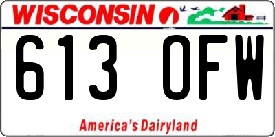 WI license plate 613OFW