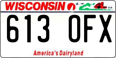 WI license plate 613OFX