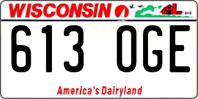 WI license plate 613OGE