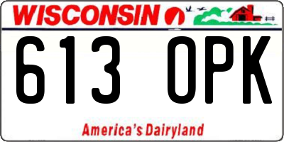 WI license plate 613OPK