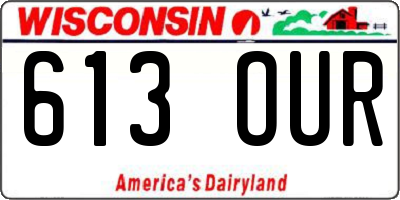 WI license plate 613OUR