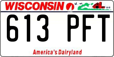WI license plate 613PFT