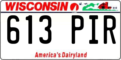 WI license plate 613PIR