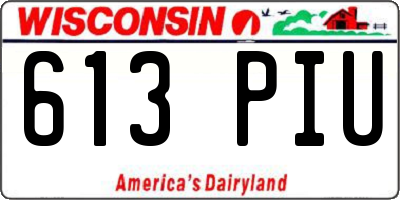 WI license plate 613PIU