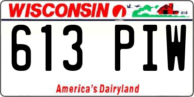 WI license plate 613PIW