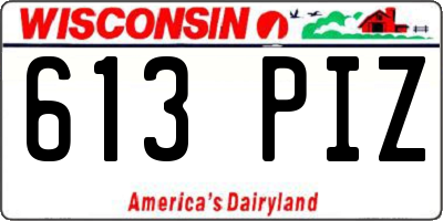 WI license plate 613PIZ