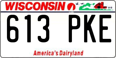 WI license plate 613PKE