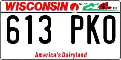WI license plate 613PKO