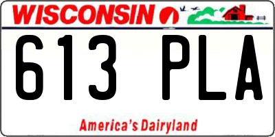 WI license plate 613PLA