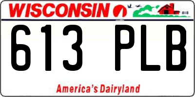 WI license plate 613PLB