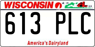 WI license plate 613PLC