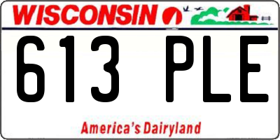 WI license plate 613PLE