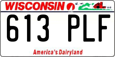 WI license plate 613PLF